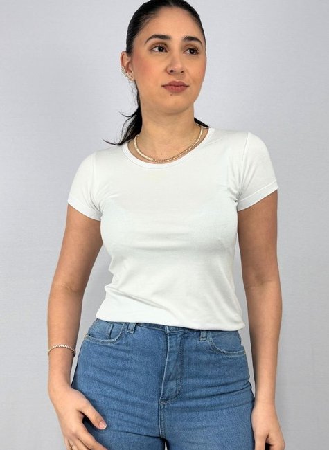 Blusa Feminina Básica Em Viscolycra Branco